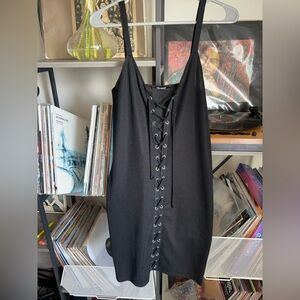 Zara Black Ribbed Bodycon Dress